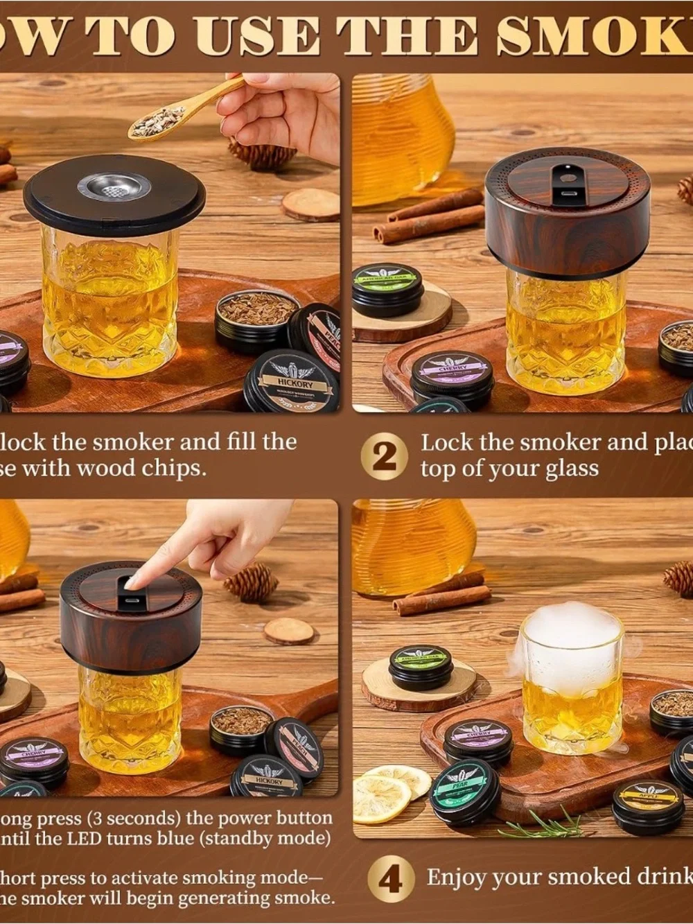 WHISKEY SMOKER KIT - Elegant Brown Whiskey Smoking Kit